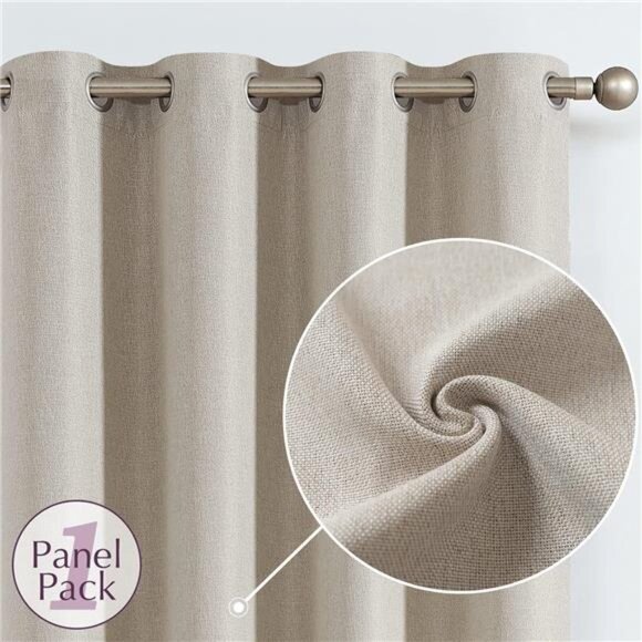 Linen Textured Curtain for Living Room Darkening 84 Inch Long Bedroom Curtain - Picture 6 of 7
